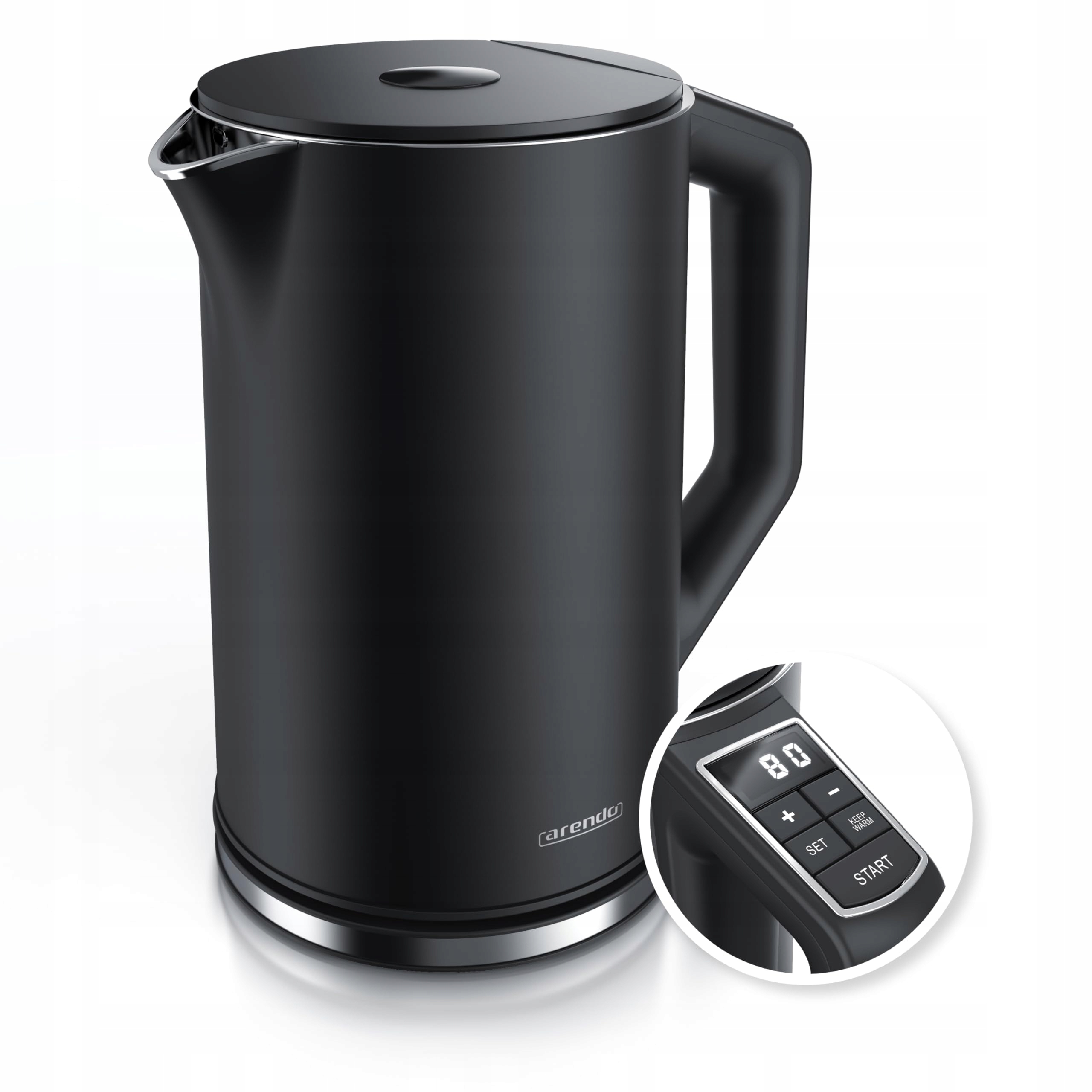 ARENDO Roestvrijstalen Waterkoker 1,5L 2200W 40-100°C