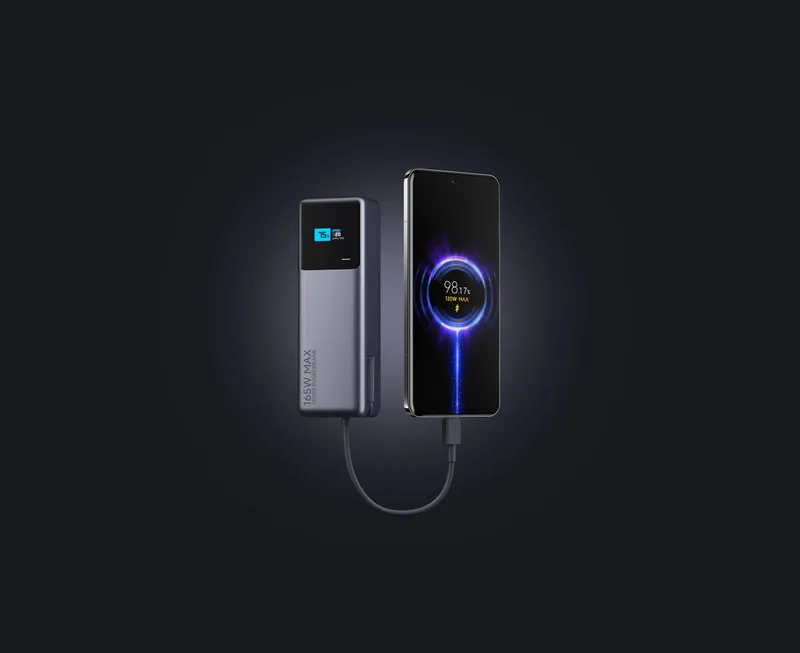 XIAOMI Powerbank 165W 10000mAh USB-C 120W Snelladen β foto 2
