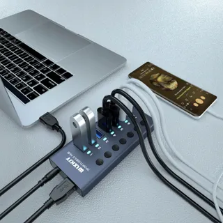 WLXKJY USB 3.0 Hub 7-Poorts Aluminium Snel Data Opladen — miniatuur 2