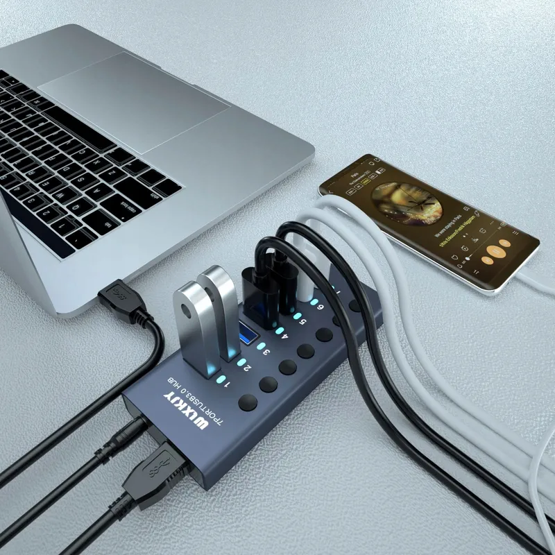WLXKJY USB 3.0 Hub 7-Poorts Aluminium Snel Data Opladen — foto 2