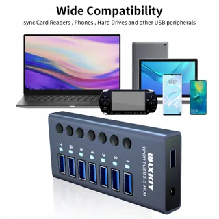 WLXKJY USB 3.0 Hub 7-Poorts Aluminium Snel Data Opladen — miniatuur 5