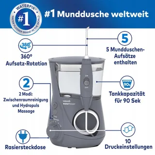 WATERPIK Ultra Professional WP-667EU Waterflosser 7 Opzetstukken Grijs