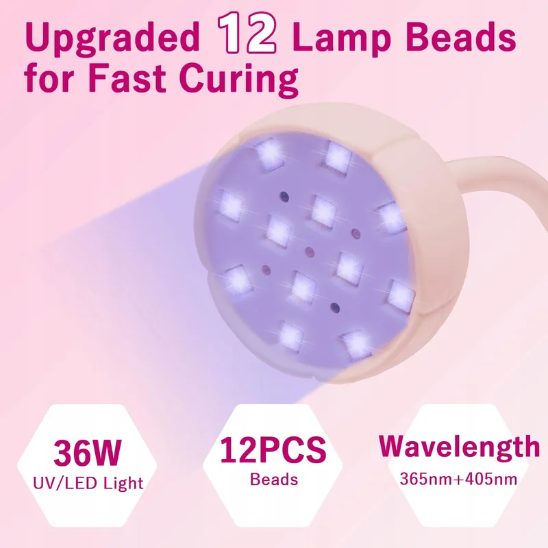 CGBE Mini UV Lamp Voor Nagels Auto-sensor LCD 36W 12 LED — foto 4