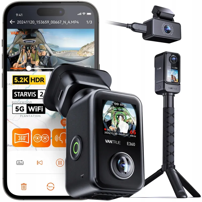 VANTRUE E360 ACE Dashcam 360° 5.2K HDR Nachtzicht App — foto 1