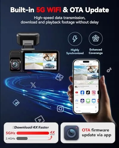 REDTIGER F17 Dashcam 4K 3-Kanaals GPS WiFi 64GB IR Nachtzicht — foto 3