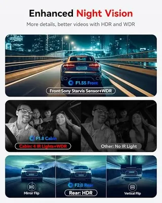 REDTIGER F17 Dashcam 4K 3-Kanaals GPS WiFi 64GB IR Nachtzicht — miniatuur 5