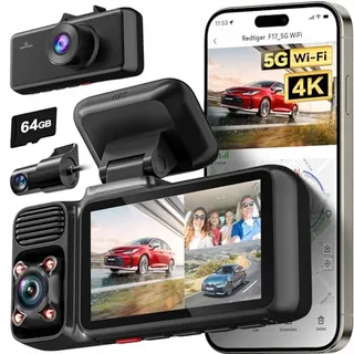 REDTIGER F17 Dashcam 4K 3-Kanaals GPS WiFi 64GB IR Nachtzicht — miniatuur 1