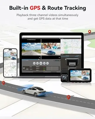 REDTIGER F17 Dashcam 4K 3-Kanaals GPS WiFi 64GB IR Nachtzicht — miniatuur 4