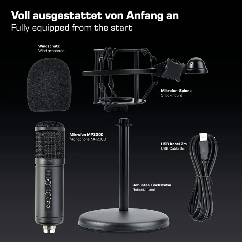 DOCKIN MP2000 USB Microfoon PC Gaming Podcast Streaming — foto 7