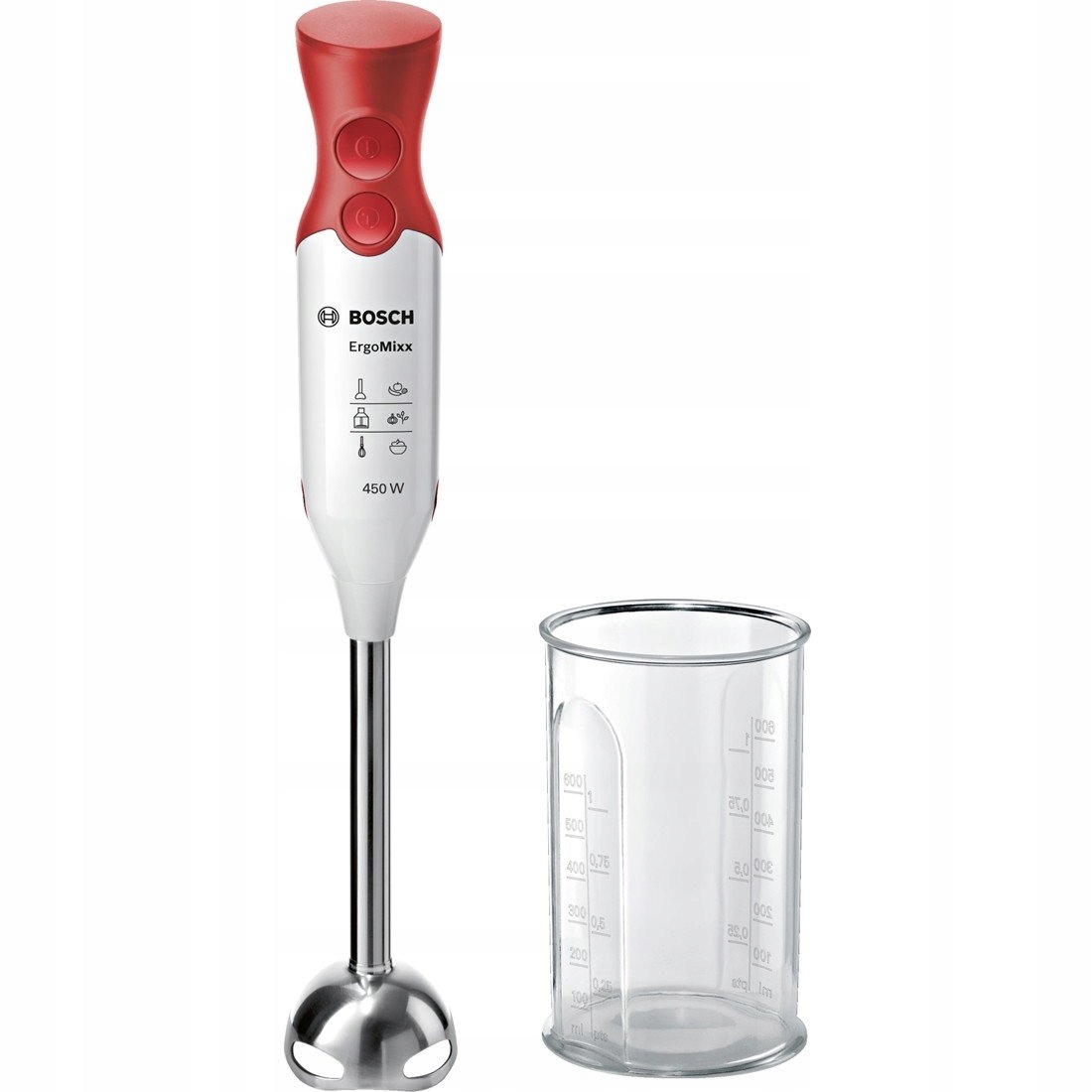 BOSCH ErgoMixx Staafmixer 450W RVS Rood Wit