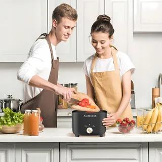 AUDECOOK Elektrische Pan 2,5L Draagbaar Multicooker Voor 1-3 Personen Zwart
