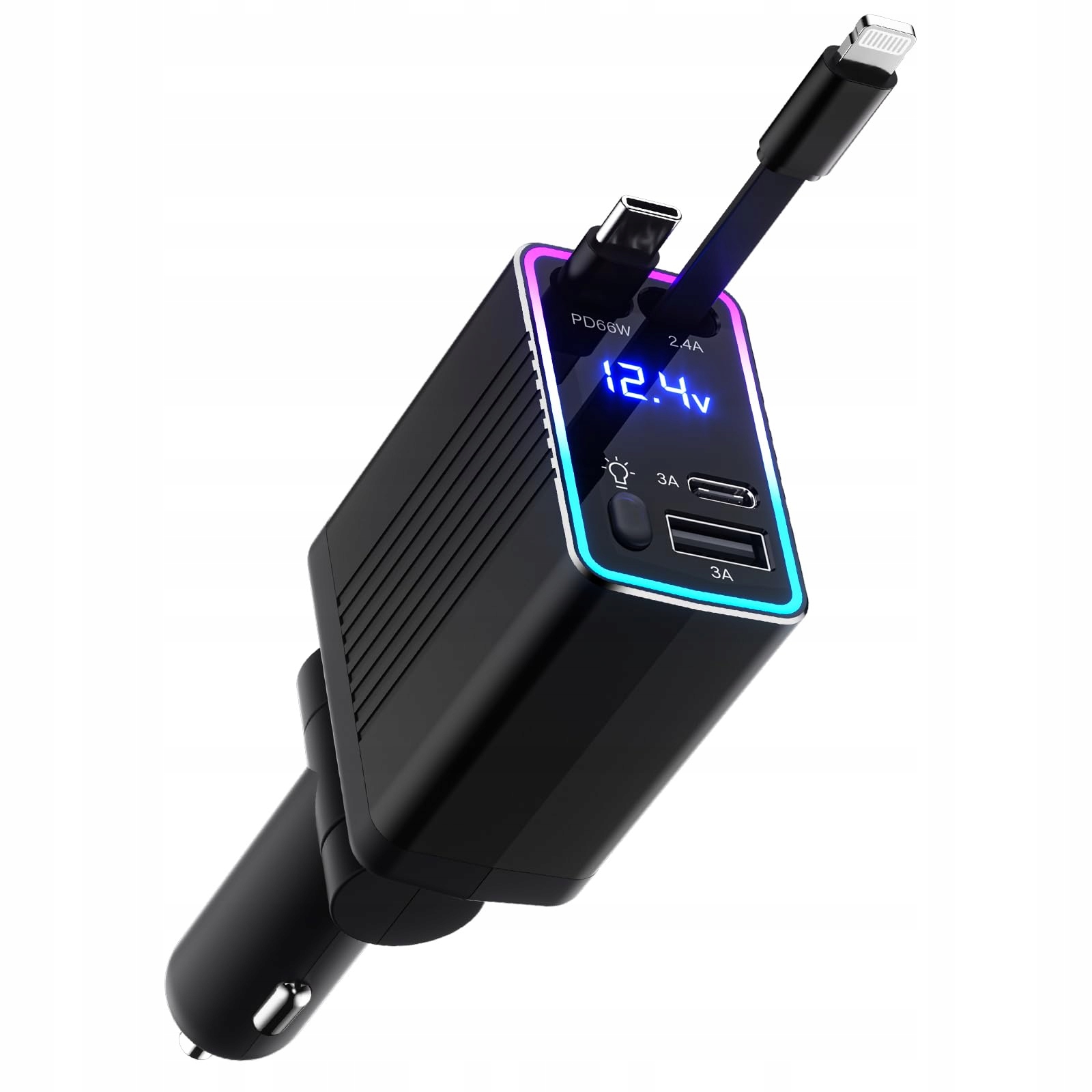 massway Sigarettenaansteker USB C 120W Intrekbare Autolader