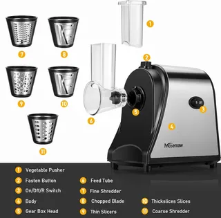 COOCHEER YF002 Elektrische Groentesnijder 250W 5 Messen — miniatuur 3