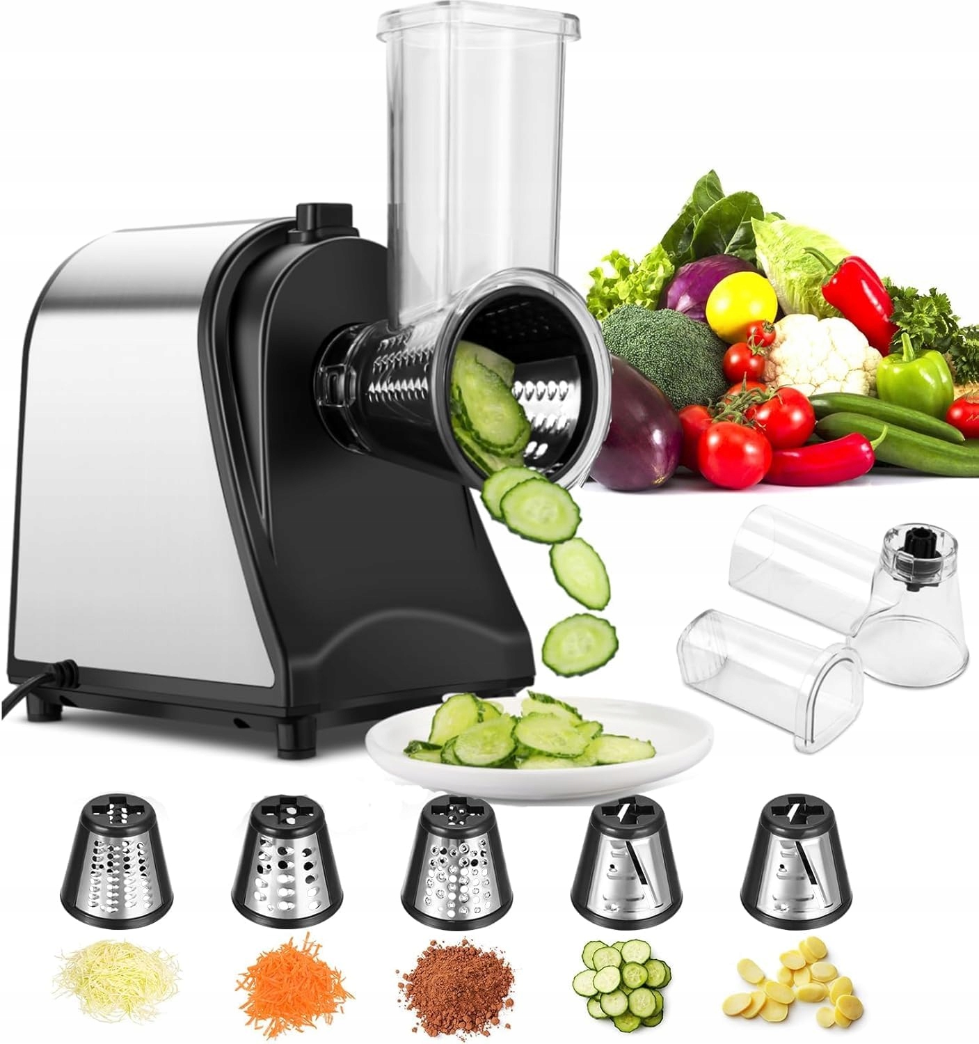 COOCHEER YF002 Elektrische Groentesnijder 250W 5 Messen
