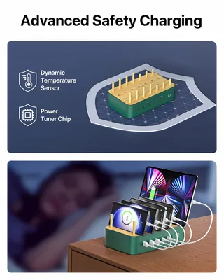VISIONSYNC Bamboe Oplaadstation USB-C 60W 6 Poorten Groen — miniatuur 6