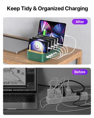 VISIONSYNC Bamboe Oplaadstation USB-C 60W 6 Poorten Groen — miniatuur 7