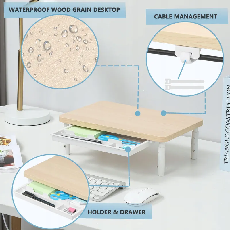 ETHU Ergonomische Monitorstandaard Verstelbare Hoogte met Lade — foto 3
