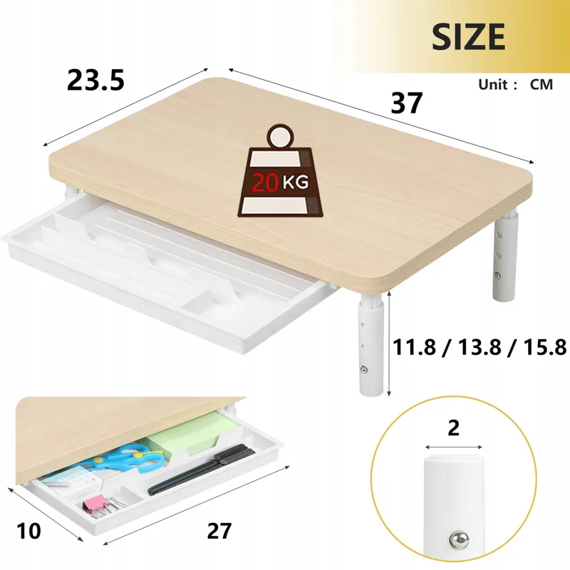 ETHU Ergonomische Monitorstandaard Verstelbare Hoogte met Lade — foto 2