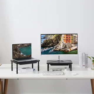 ETHU Monitorstandaard Verstelbare Hoogte met Lade Zwart — miniatuur 6