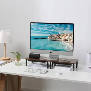 ETHU Monitorstandaard Verstelbare Hoogte met Lade Zwart — miniatuur 7