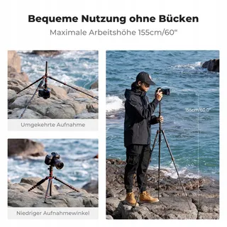 K&F CONCEPT Carbon Statief 152cm Licht 360° Kop DSLR — miniatuur 5