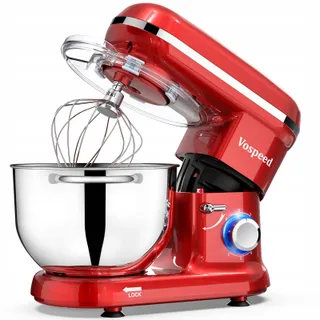 VOSPEED Keukenmixer 1500W 6 Snelheden 6,2L Kom Rood