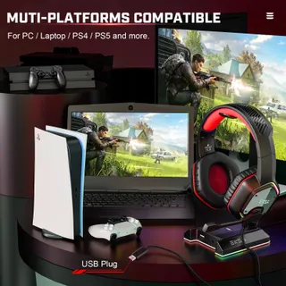 EKSA E1000 Gaming Headset Met Microfoon 7.1 Surround RGB PC PS4 PS5 — miniatuur 7