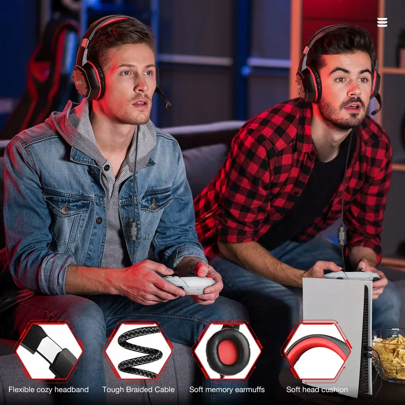 EKSA E1000 Gaming Headset Met Microfoon 7.1 Surround RGB PC PS4 PS5 — foto 8
