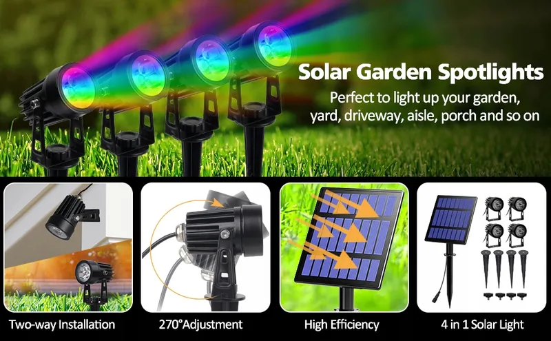 T-SUN Solar Tuinspots 4 Stuks Grondspies — foto 10