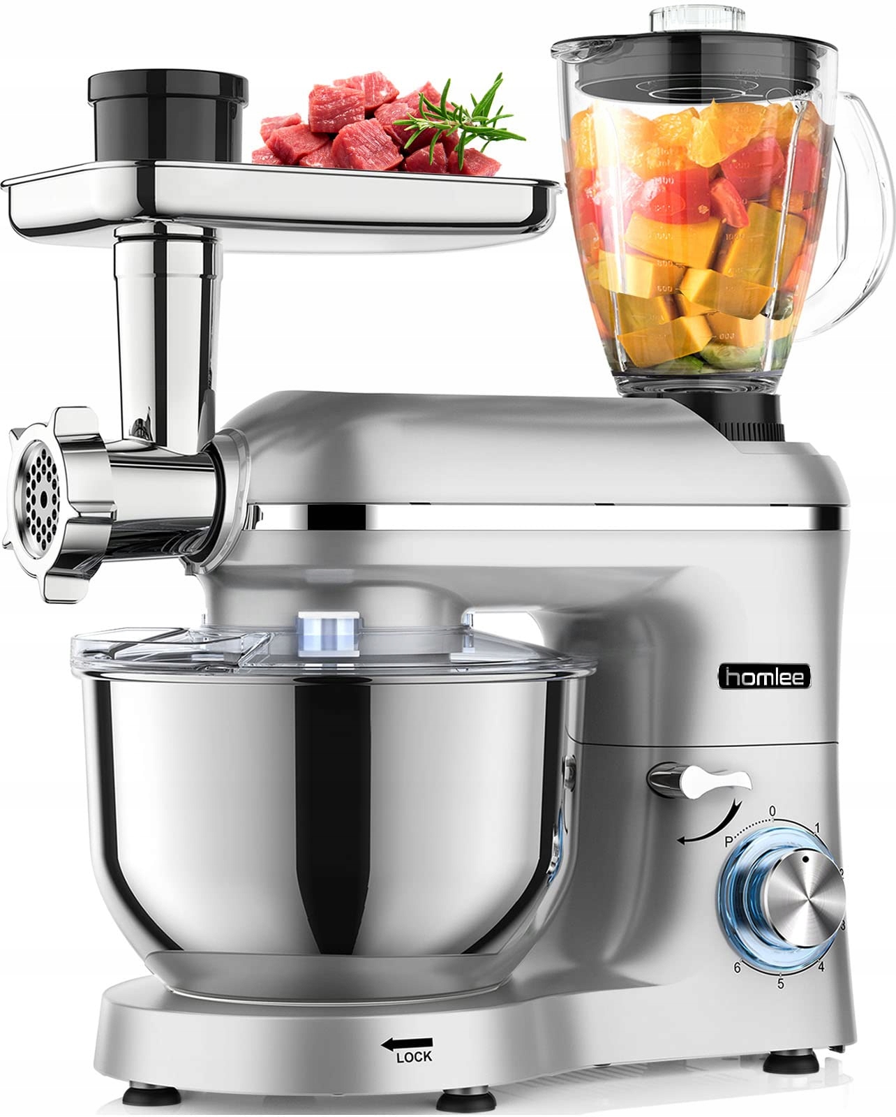 HOMLEE Keukenmachine 1800W Mixer Vleesmolen 3-in-1