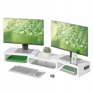 BONTEC Dual Monitorstandaard Houten Verstelbaar