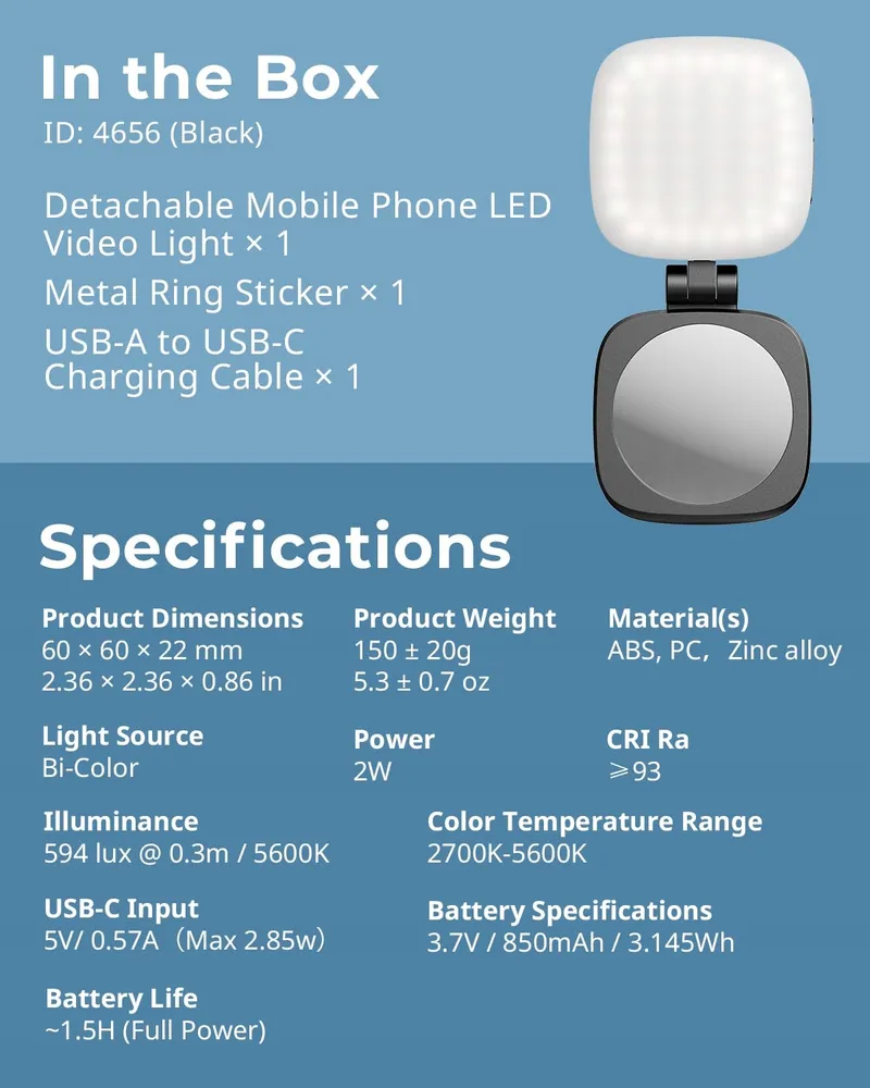 SMALLRIG Vibe P48 Magnetisch LED Video Licht iPhone Zwart — foto 9