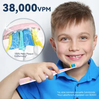 SEAGO Elektrische Kindertandenborstel 6+ Timer USB IPX7 5 Standen — miniatuur 4