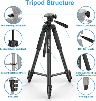 MACTREM Statief Telefoon Tablet 165cm 360° Afstandsbediening — miniatuur 5