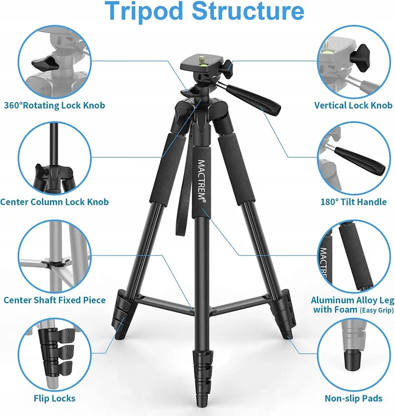 MACTREM Statief Telefoon Tablet 165cm 360° Afstandsbediening — foto 5
