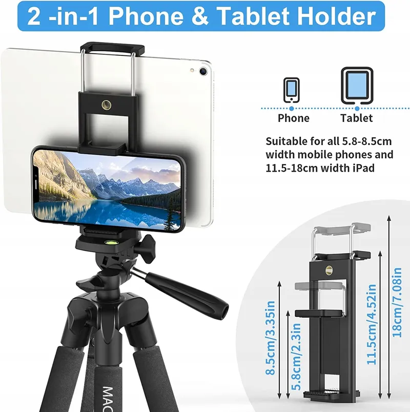 MACTREM Statief Telefoon Tablet 165cm 360° Afstandsbediening — foto 3