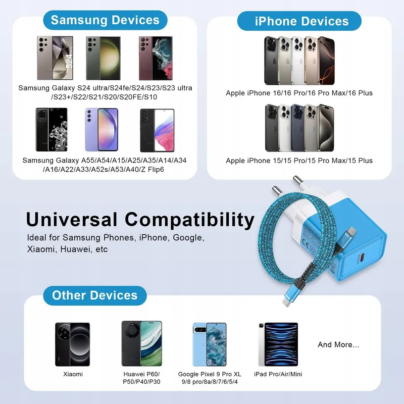 USB C Snellader 25W Kabel 1,8M voor Galaxy A S Z Flip — foto 7