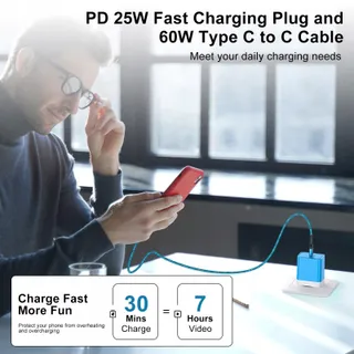 USB C Snellader 25W Kabel 1,8M voor Galaxy A S Z Flip — miniatuur 5