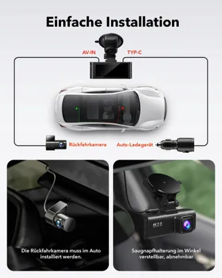 REDTIGER 4K Dashcam GPS WiFi IPS Scherm 32GB Nachtmodus