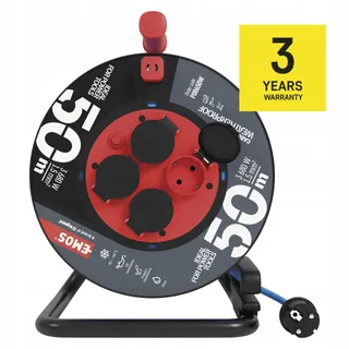 EMOS Kabelhaspel 50m Buiten IP44 4 Stopcontacten Waterdicht — miniatuur 3
