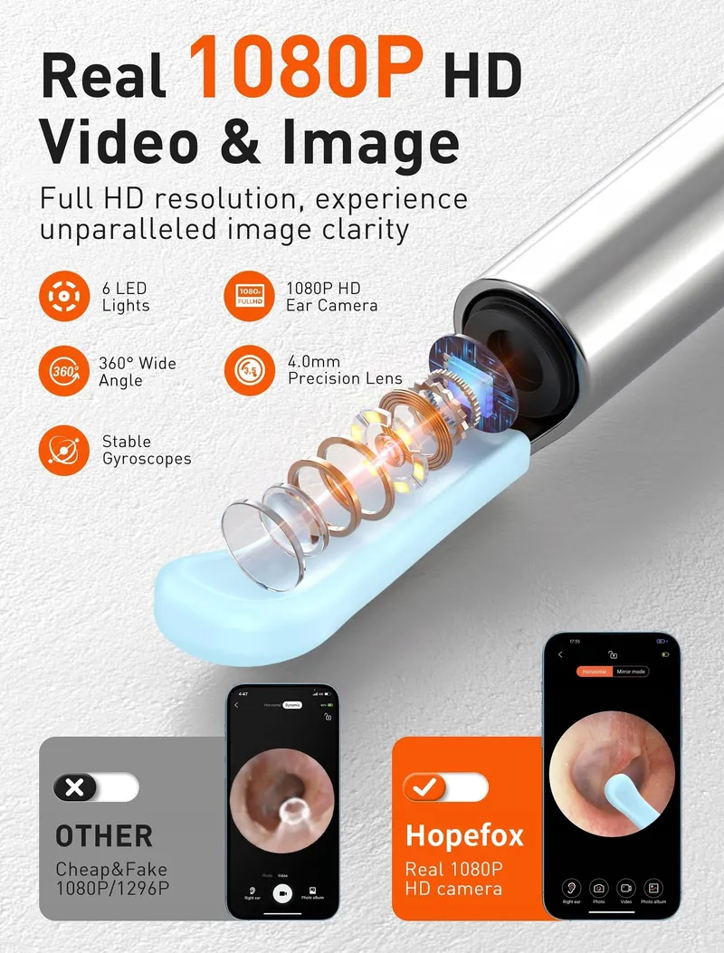HOPEFOX Oorreiniger Camera 1080P HD WiFi Endoscoop LED — foto 3