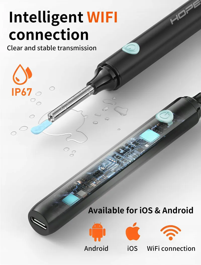 HOPEFOX Oorreiniger Camera 1080P HD WiFi Endoscoop LED — foto 5