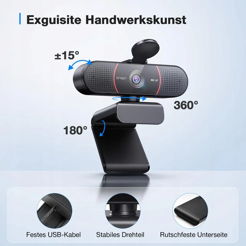 EMEET C960 4K Webcam Lensdop Microfoon — foto 8