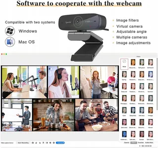 SPEDAL Webcam 1080P 60fps Autofocus Microfoon Mac Windows — miniatuur 7