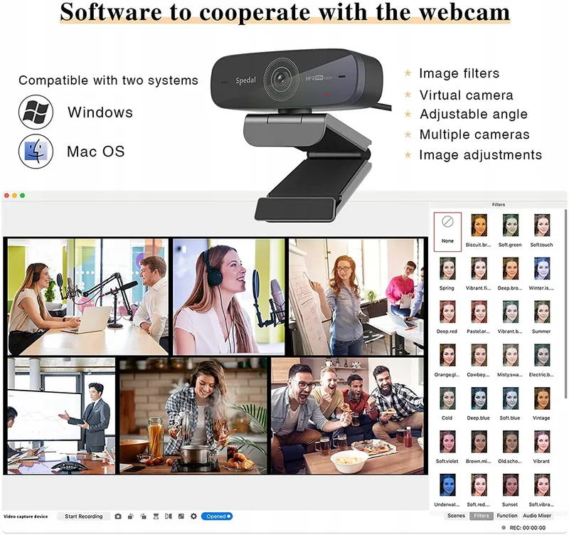 SPEDAL Webcam 1080P 60fps Autofocus Microfoon Mac Windows — foto 7