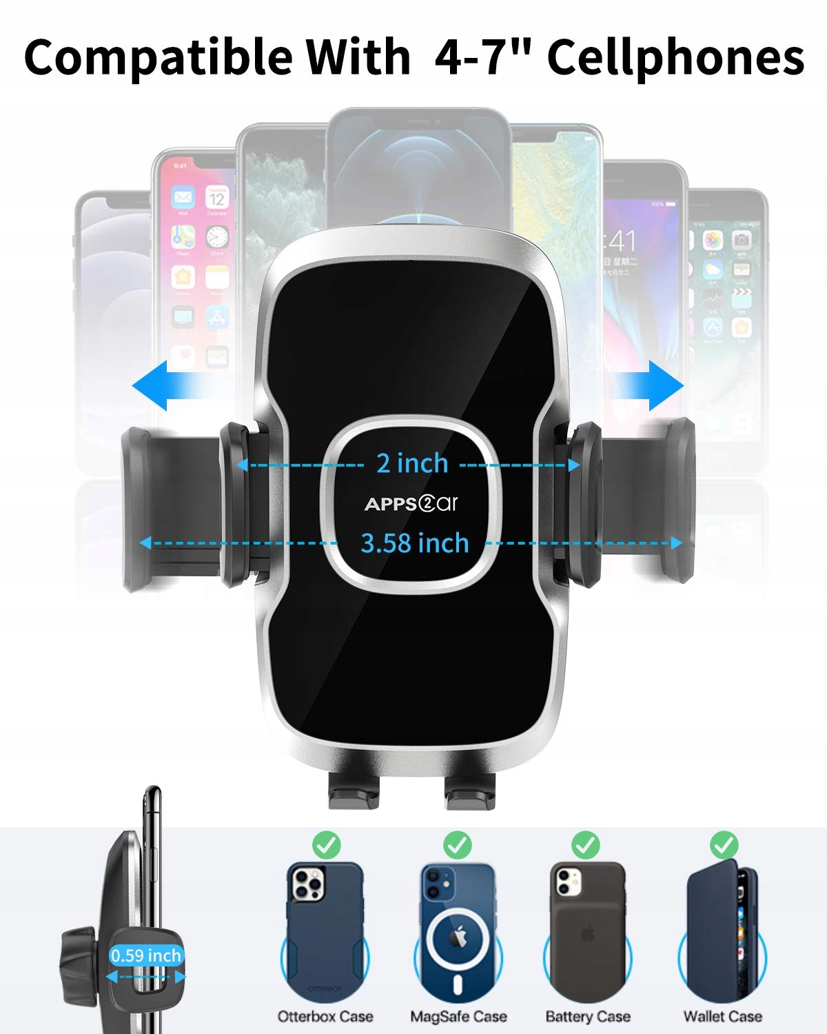 APPS2CAR Autohouder Voorruit Flexibele Arm 13 Inch Voor Telefoon