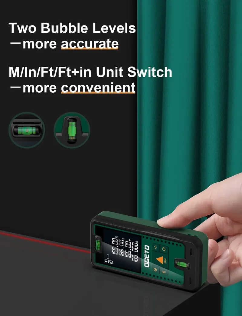 OGETO Laserafstandsmeter 50m LCD Afstand Oppervlak Volume — foto 3