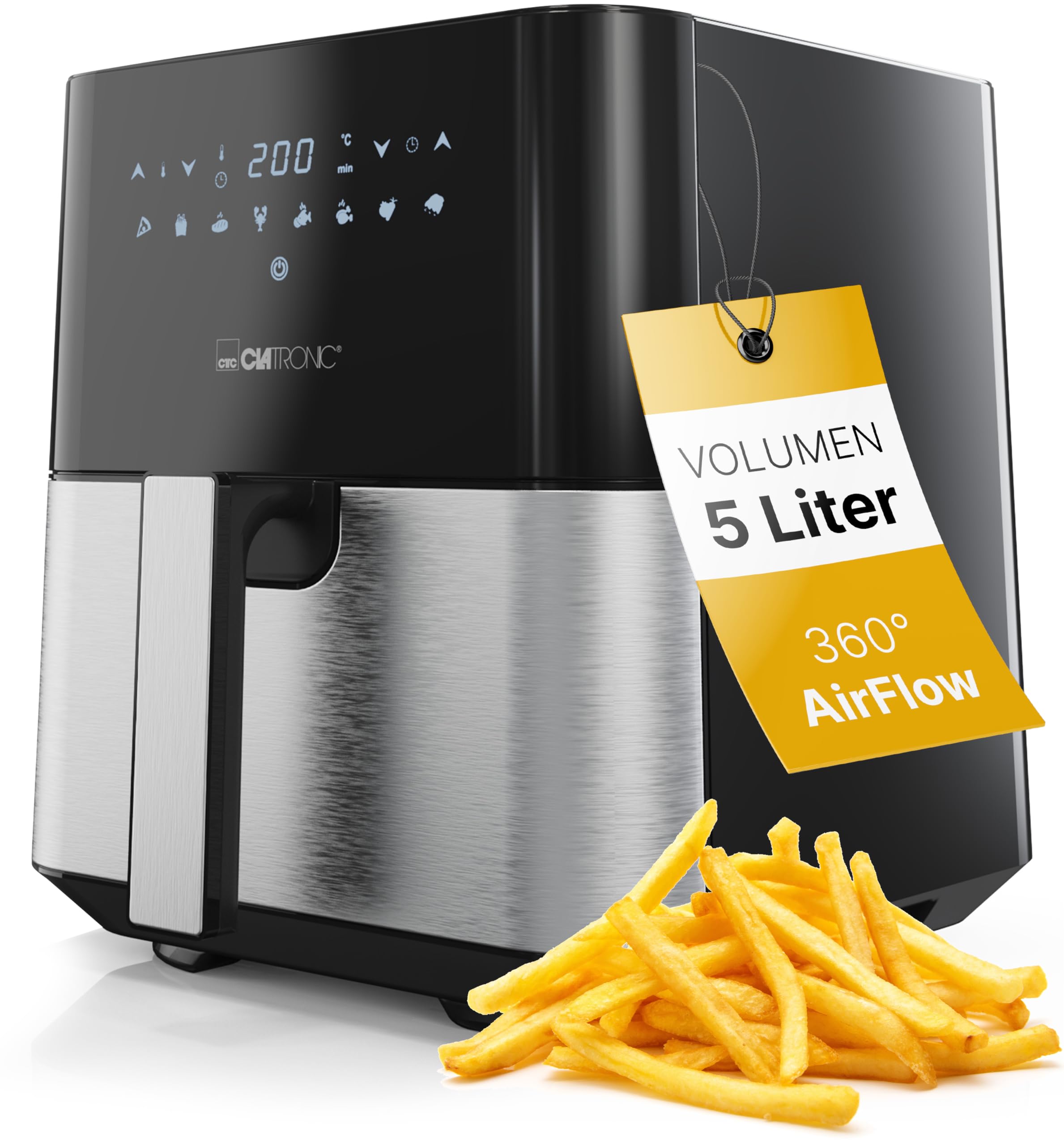 CLATRONIC FR 3782 H Airfryer XXL 5L Digitaal 8 Programma's