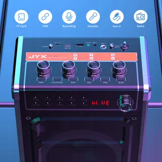 JYX Karaoke Set Bluetooth Speaker LED Draadloze Microfoons PA-Systeem — miniatuur 3