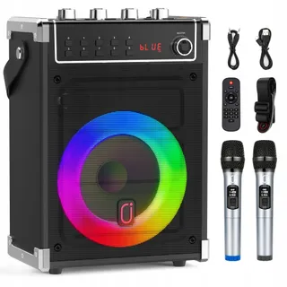 JYX Karaoke Set Bluetooth Speaker LED Draadloze Microfoons PA-Systeem — miniatuur 1